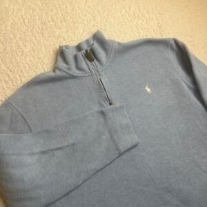 Vintage polo‎ Ralph Lauren men's blue quarter zip sweater 90s preppy xxl
